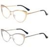 KoKoBin Cat Eye Reading Glasses - 2 Pairs Metal Frame
