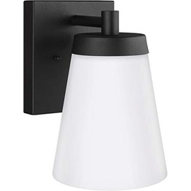 Seagull Sea Gull 8638601-12 Transitional One Light Outdoor Wall Lantern from Renville Collection in Black Finish