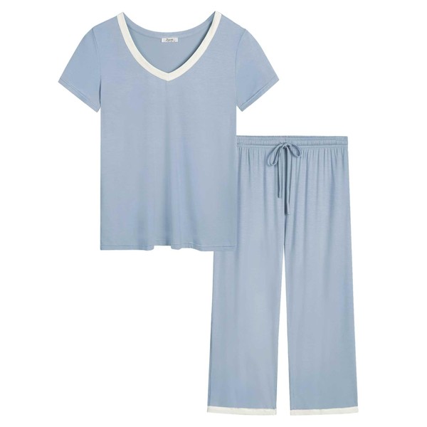 Joyaria Capri Pyjamas for Women Cooling Bamboo PJs for Ladies