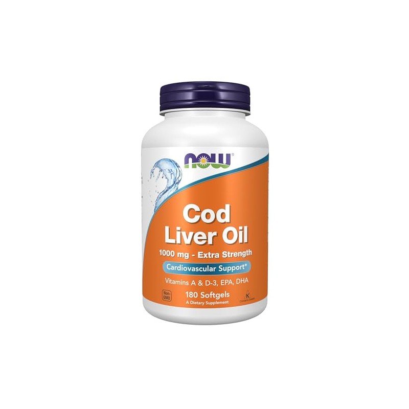NOW Cod Liver Oil 1000 mg, 180 Softgels