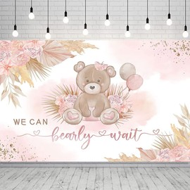 Bear Baby Shower Party Backdrop We Can Bearly Wait Banner Teddy Bear Photography Background Gender Reveal Party Decorations Props