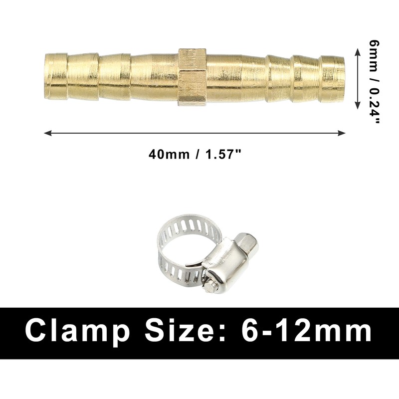 X AUTOHAUX 1 Set 6mm Copper Hose Barb Fitting Connector