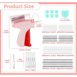 ilauke Label Gun Flex Clip Gun for Clothing, Quick Clothing Fixer Stitchy Quick Clothing Fixer with 5 Needles, 3000 Plastic Needles, Micro Stitchy Gun for Clothes Stitching Tool
