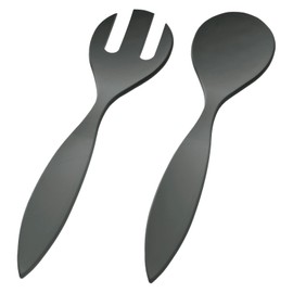 Magu Natur-Design Salad Servers Anthracite Approx. 26 cm Made from a Polymer Made of Natural Materials Salad Spoon Salad Fork