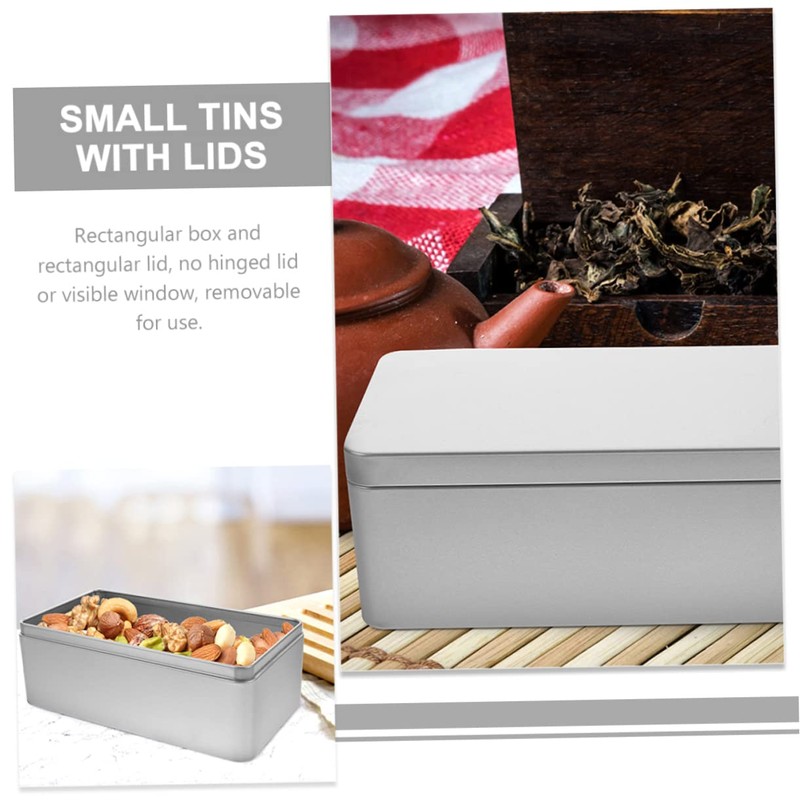 WOONEKY Rectangular Tin Box with Lid Versatile Tinplate Storage for