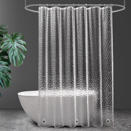 Startseite Clear Shower Curtain - 3D Effect Shower Curtains Mould Proof Resistant with 3 Magnets, PEVA Waterproof Bathroom Curtains with 12 Hooks, 180 x 180 cm