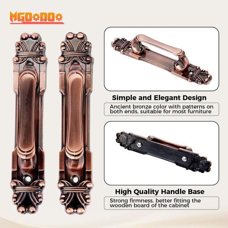 2Pcs Antique Bronze Cabinet Handles,Vintage Cabinet Handles Cupboard Handle 165mm