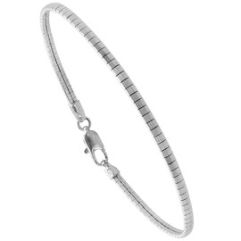 Sterling Silver 2mm Omega Bracelet for Women Soft Bangle Nickel Free Italy 1/16 inch Wide 7 inch