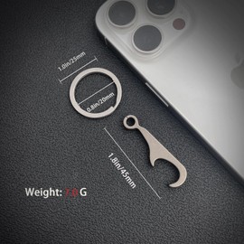 SHEICAP Titanium Bottle Opener, Small Keychain Beer Bottle Opener Can Opener with Stainless Steel Key Ring