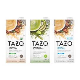 TAZO Tea Concentrate, Green Tea Matcha Latte, Organic Skinny Chai Latte, & Organic Chai Latte 32 Fl Oz (1ea) (Variety Pack)