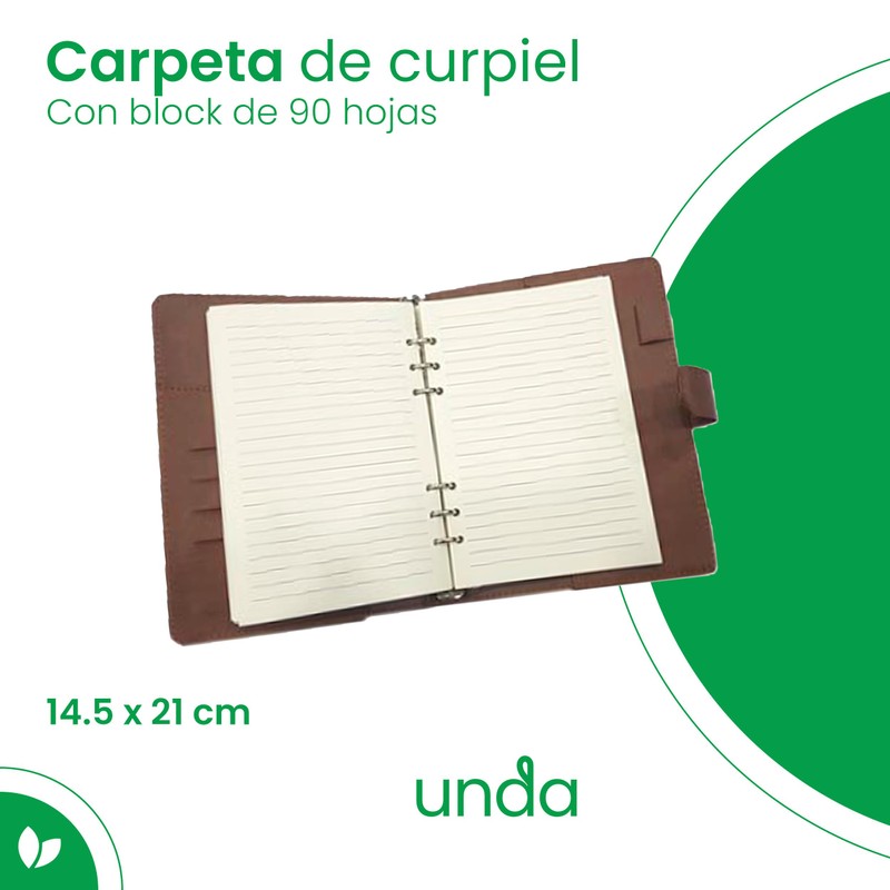 Carpeta de curpiel con block de 90 hojas de raya
