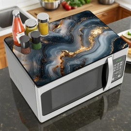 Marble Microwave Mat Cover, Heat Resistant Non-Slip Counter Protector,18 x 14 Inches No-wash Erasable Waterproof Cover Mat for Washer Microwave refrigerator