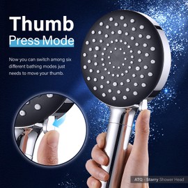 Shower Heads with Filters 7 Spray Mode High Pressure Shower Head with Handheld Water Softener Filters Beads,78" Long Hose,Built-in Power Wash Mode (7 Modes, Matte Black & Chrome)