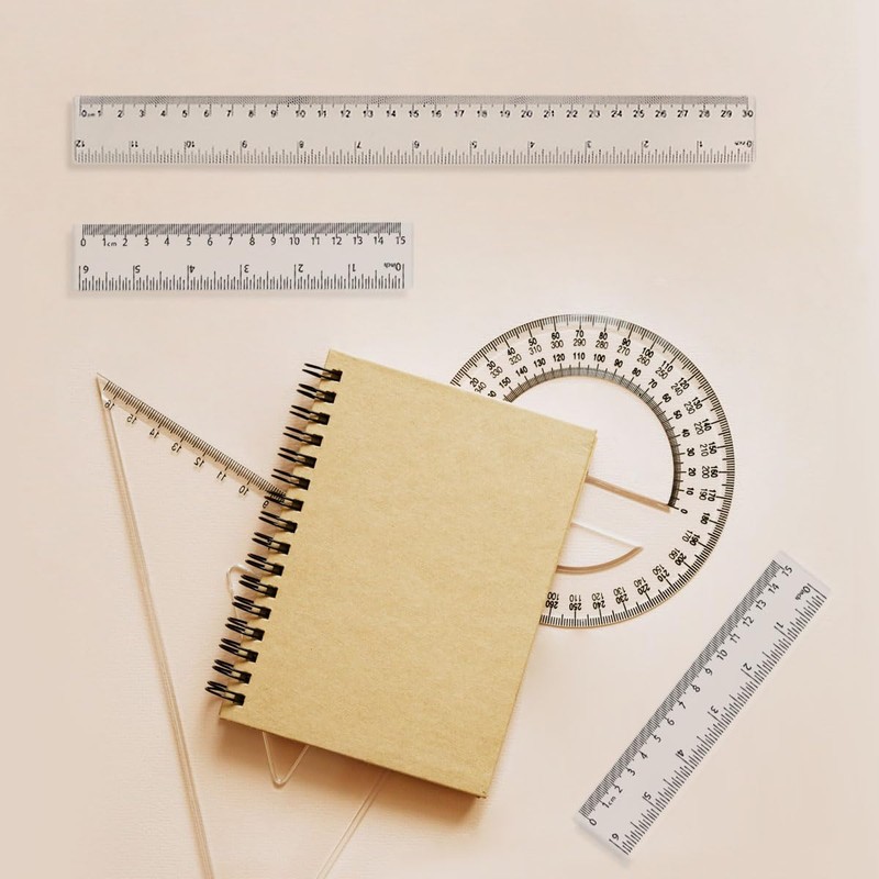 4 Pack Clear Plastic Straight Rulers, Clear Ruler Bulk, Transparent