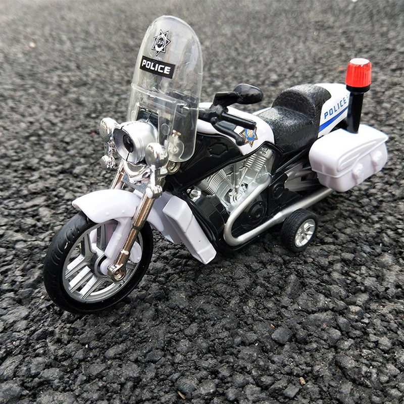 Children Mini Pull Back Toy Alloy Simulation Motorcycle Police Car