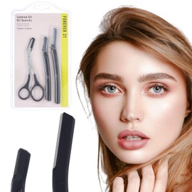 Forever 21 Eyebrow Kit - 3pc Brow Trimmer & Razor Set for Precision Eyebrow Shaping & Grooming | PINK Eyebrow Razor and Scissors with Comb, Eyebrow Trimming Kit For Women