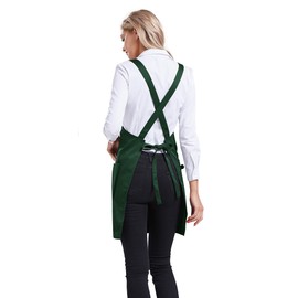 Nanxson Adjustable Women Bib Apron Multi Function Professional Salon Stylist Work Apron with Tool Pockets CF3010 darkgreen