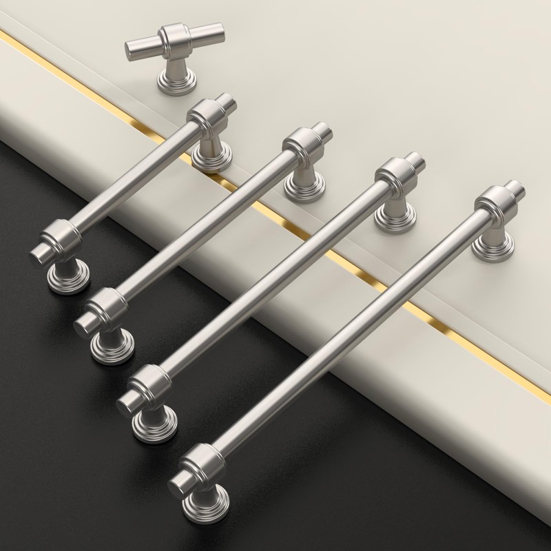 9BUILD 10 Pack 3.75 Inch Brushed Satin Nickel Kitchen Cabinet