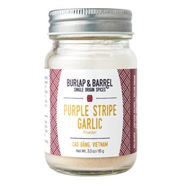 Burlap & Barrel Purple Stripe Garlic -As Seen on Shark Tank! Alternative to Fresh/Granulated Garlic- Savory Sweet Flavor to Tomato Sauces, Fried Chicken, Pizza -3oz Glass Jar