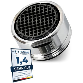 Tap Attachment Aerator M24 Water Flow 5 l/min - High Tech Anti-limescale Tap Strainer with Ball-Shaped Filter - Chrome-plated Brass Aerator - Attachment Aerator for Taps