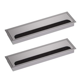 LIKERAINY Cable Bushing Desk Table Grommets 80x 280mm Cable Outlet Tidy Cover Insert Rectangular Cube Wire Organiser Aluminum Anodised Silver Pack of 2