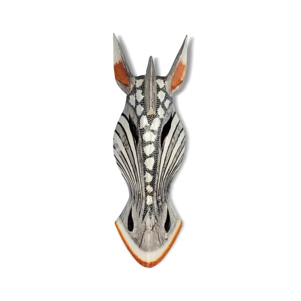 G6 Collection Wooden Tribal African Giraffe Mask Hand Carved Wall