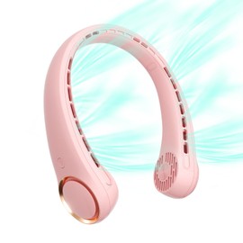 Neck Fan, USB Rechargeable Personal Fan,Hand Free Bladeless Portable Fans,4000 mAh, 3 Speeds,72 Air Faster softer 360° Cooling, Ultra Quiet,Gift Suitable for Home, Office, Travel, Sports,Pink