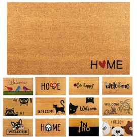 Home Heart - 29"x17" - Coir Door Mat with Heavy Duty Backing - Welcome Mats for Entryway, Porch - Anti-Slip PVC & Coconut Fiber Surface - Natural Home Accessories, Minimalist Original Design