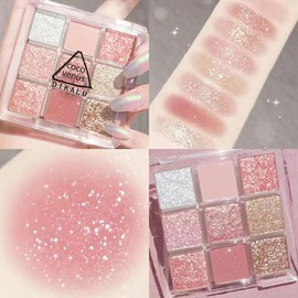 Kedejin Paleta de Sombras de Ojos de 9 Colores, Paleta de Sombras de Ojos Mate, Conjunto de Sombras de Ojos con Purpurina Brillante, cosmético de