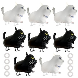 OWMOSYX 8 PCS Walking Cat Balloons Aluminum Foil Pet Cat Decorations for Baby Shower Kids Birthday Party Farm Animal Theme Supplies