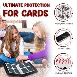 Baseball Card Binder 400 Pockets, HYMENEX Trading Card Binder 4-Pocket Baseball Card Holder Sports Card Binder Fits 400 Cards with Removable Sleeves for Baseball Cards, Sports Cards, Game Cards