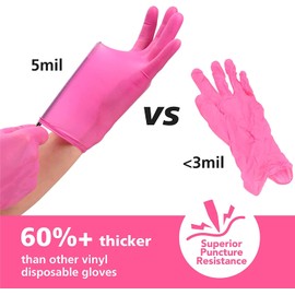 OriStout Disposable Gloves for Women, Pink Vinyl Gloves Disposable Latex Free for Cooking, Food Prep, Cleaning, Hair Dye, Tattoo, Medium Duty, Touch Screen, Small, 200 Pack