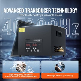 15L ultrasonic Cleaner,360W ultrasonic+Heating Timing,degassing/mild Dual-Mode,40kHz high-Frequency deep Cleaning, Professional Cleaning of Industrial Parts/carburetors/Automation Tools