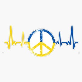 ECG Heartbeat Ukraine Peace Design Bumper Sticker Vinyl Decal 5"