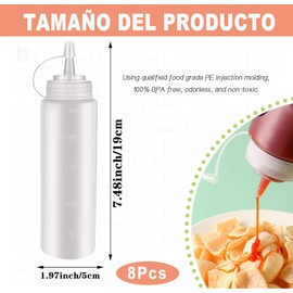 Wzenclave 8 Botellas de Dispensador Condimentos Tapas Giratorias Botellas y Condimentos Personalizados de Botellas de Plástico Muy Adecuados Para Salsa de Chile Aceite Juego de 7 Botellas de