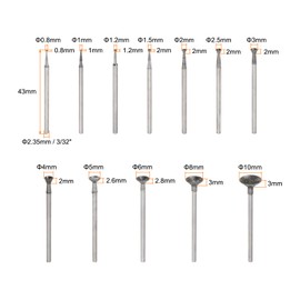 sourcing map 12pcs Diamond Grinding Head 0.8/1/1.2/1.5/2/2.5/3/4/5/6/8/10mm Dia 3/32" Shank Carving Drill Bits Spherical Head Rotary Tool for Polishing, Engraving Jade, Jewelry, Stone, Ceramic
