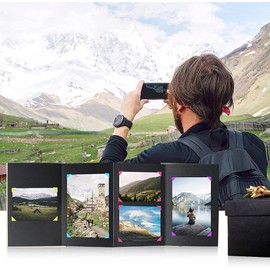 Leeq Photo Album Hard Cover Craft Accordion Style DIY 36 Pages Notepad Graduation Birthday Anniversary Wedding Gifts (Pages, Black)