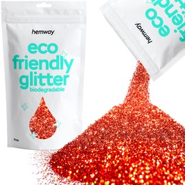 Hemway Biodegradable Glitter Eco Friendly - 100g/3.5oz Bio Cosmetic Safe Sparkle Vegan for Face Eyeshadow Body Hair Festival Makeup Craft - Fine (1/64" 0.015" 0.4mm) - Red Holographic