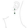 Long Green Teardrop CZ Crown Clip On Dangle Chandelier Earring