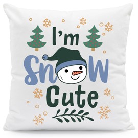 GRAVURZEILE Cushion with Christmas Motif – I'm Snow Cute – Christmas Decoration – Gifts for Him and Him – Christmas Time for Secret Santa and as a Gift for Men and Women – With Filling