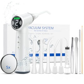 Fivepropy Upgraded Tonsil Stone Remover Tool with Silicone & Glass Probes, 11 in 1 Rechargeable Electronic Tonsil Stone Vacuum with Built-in LED Light, Fight Bad Breath Instant Suction