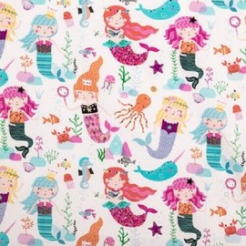 Brother Sister Design MERMAIDS UNDER THE SEA Cotton Print by Brother Sister Design BTY
