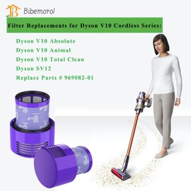 Bibemorol V10 Filter Replacement Parts Compatible with Dyson Cyclone Series, Absolute, Animal, Total Clean, Motorhead, SV12, Replaces Part # 969082-01 (2Pack)