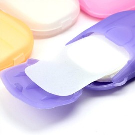 6 Packs Film Paper Soap Portable Disposable Travel Washing Hand Bath Toiletry Outdoor Soap Sheets with Storage Box,Random Color