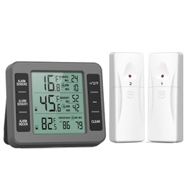 AMIR Termómetro de refrigerador, termómetro inalámbrico para interiores y exteriores, sensor de temperatura con alarma audible para congelador,...    