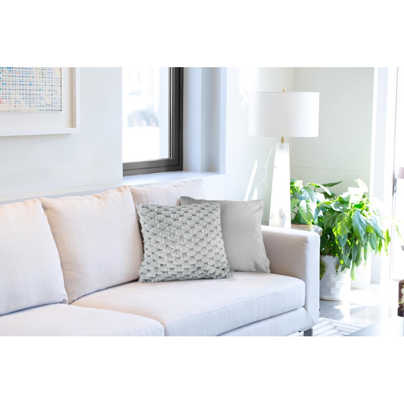 Emma Barclay Lush Luxury Faux Rabbit Fur Cushion Cover (Silver)