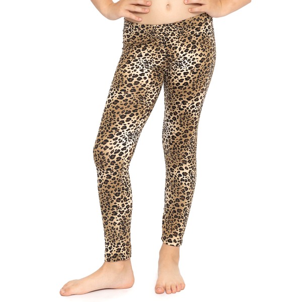 Oh So Soft Girl's Leggings Brown Cheetah Medium