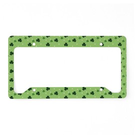 CafePress Shamrock Pattern License Plate Holder Aluminum License Plate Frame, License Tag Holder