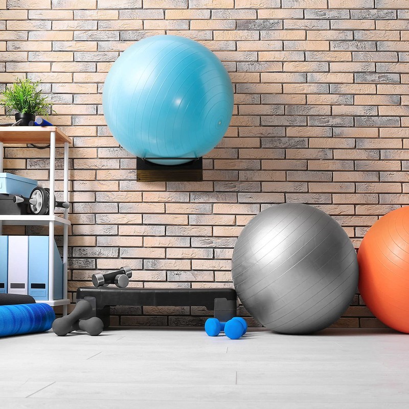 MyGift Wall Mounted Single Large Stability Ball Holder, Burnt Solid
