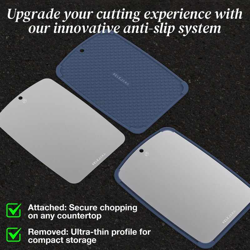 Pure Titanium Dual-Side Cutting Board with Non-Slip Pad ¨C Hygienic,
